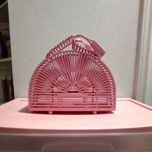 Pink bamboo handbag